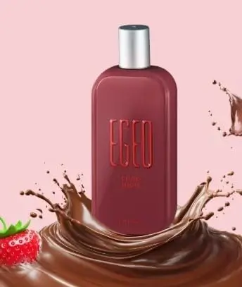 Frasco do perfume Egeo Choc de O Boticário em destaque, fragrância gourmand com notas de chocolate, baunilha e cremosidade envolvente.