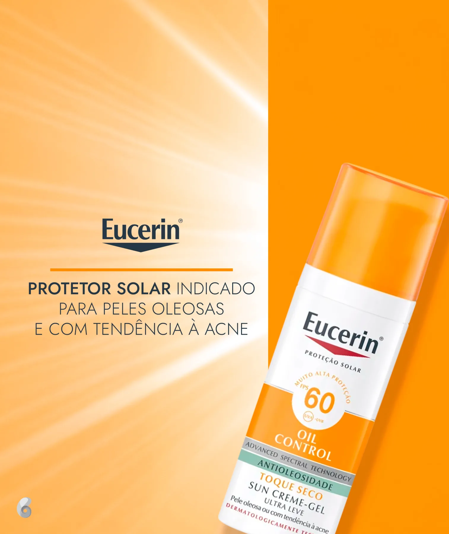 Eucerin Protetor Solar Facial com cor FPS 70 sobre bancada de banheiro elegante, ao lado de um espelho e flores cor-de-rosa