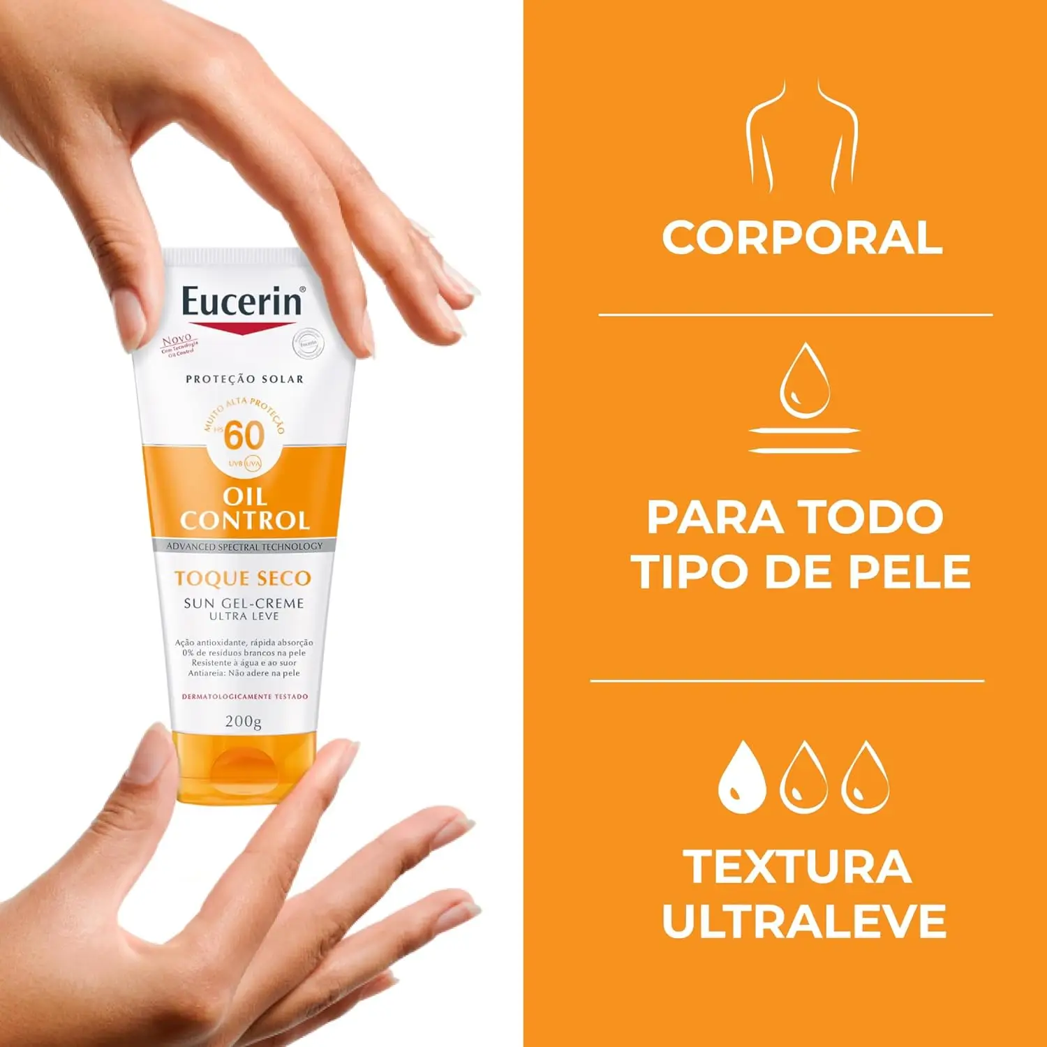 Eucerin Sun Gel-Creme Oil Control FPS 60 entre os melhores protetores solares para o corpo oleoso.