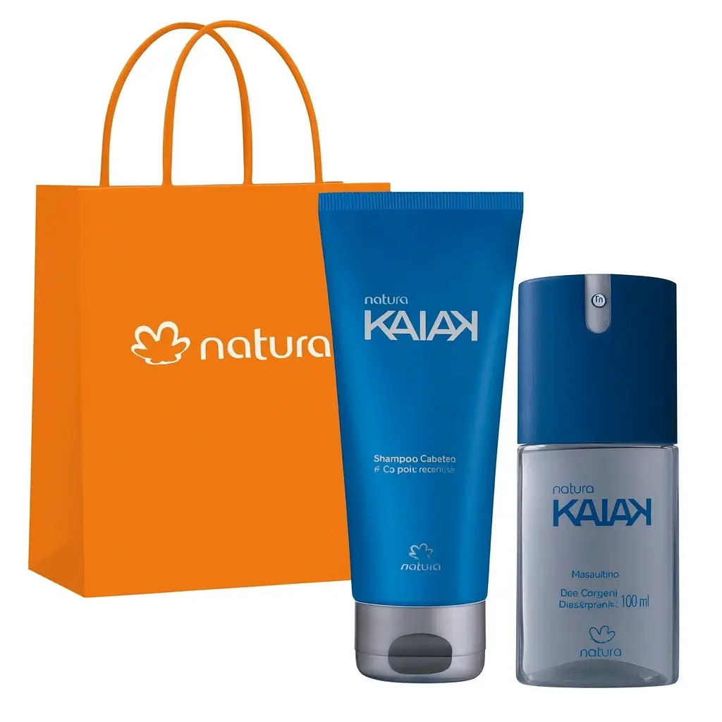 kit presente Kaiak Tradicional Masculino Natura com shampoo e desodorante corporal