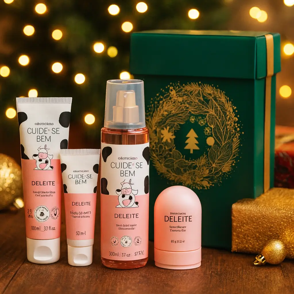 presentes de beleza baratos kit Cuide-se Bem Deleite O Boticário em cenário de Natal