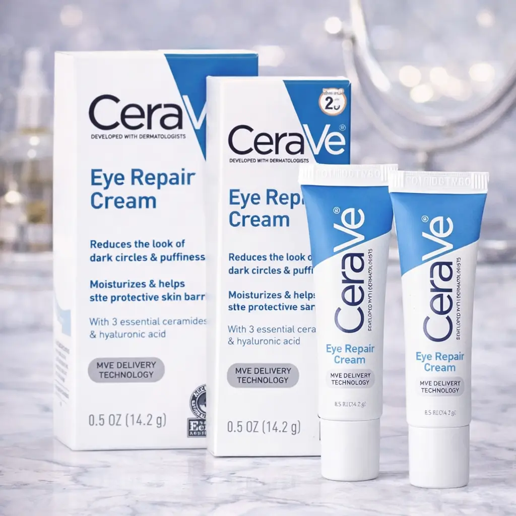 CeraVe Eye Repair Cream 14 g pacote com 2 para creme para área dos olhos antes do corretivo