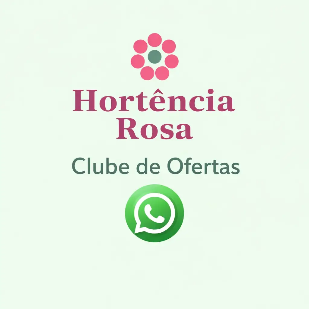 Banner do Clube de ofertas Hortência Rosa no WhatsApp, com logo Hortência Rosa, ícone do WhatsApp e botão “Entrar no WhatsApp”.