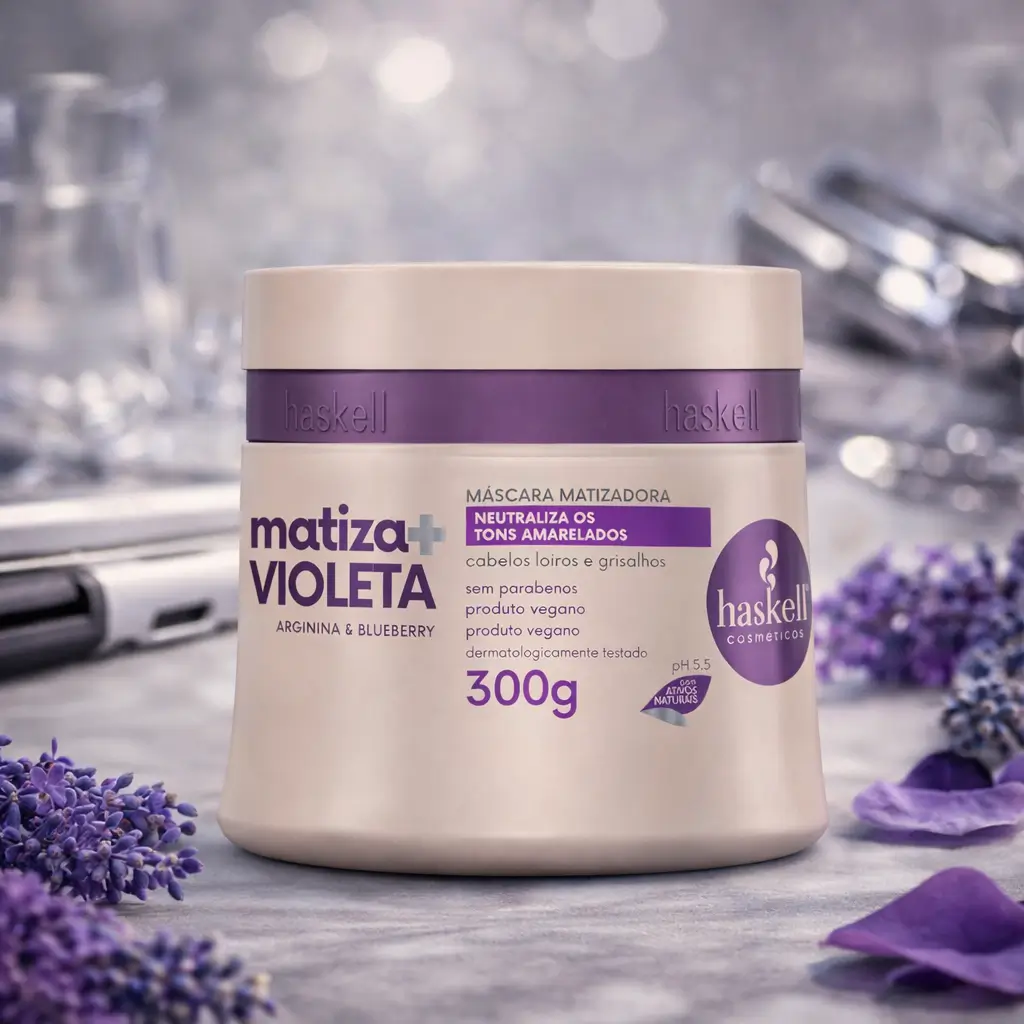 Haskell Máscara Matizadora Violeta Matiza+ 300g para pode matizar cabelo com progressiva