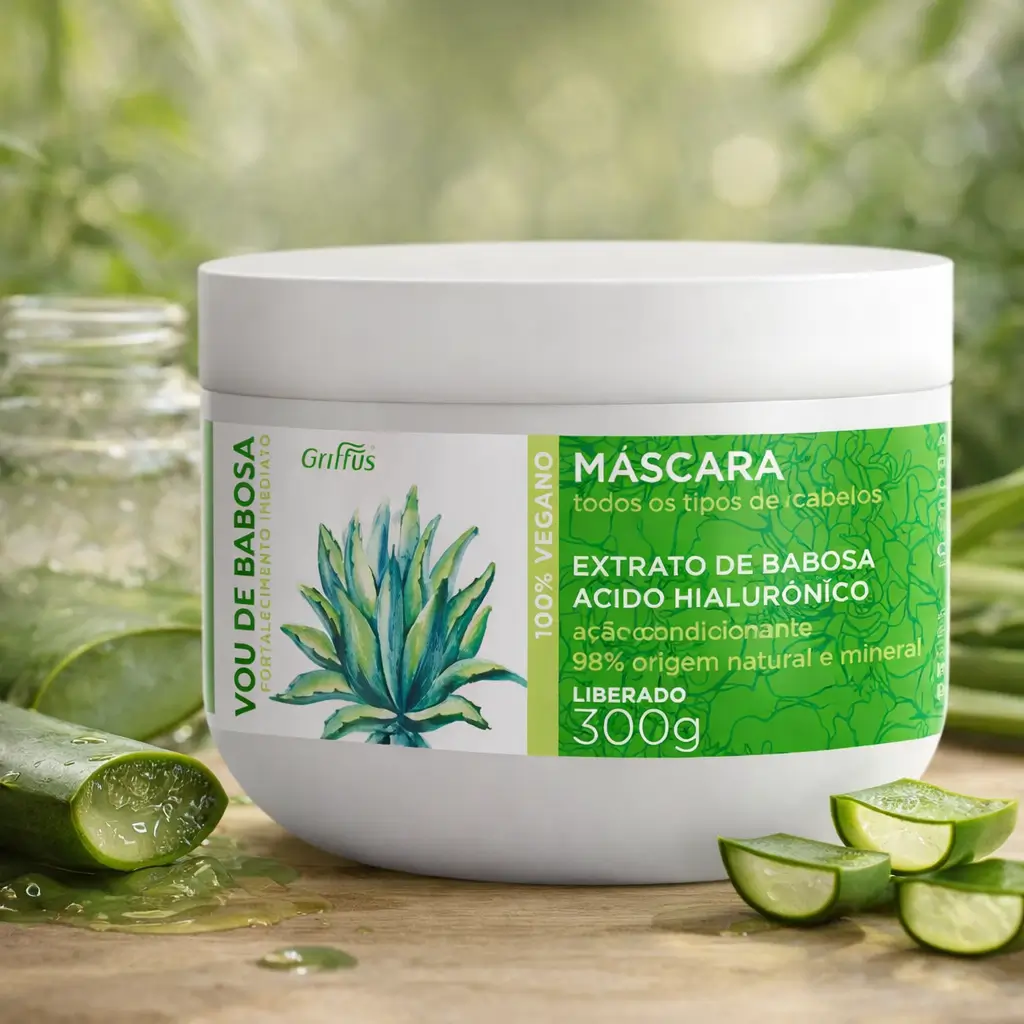 Máscara Griffus Vou de Babosa 300g para cronograma capilar para grisalhos