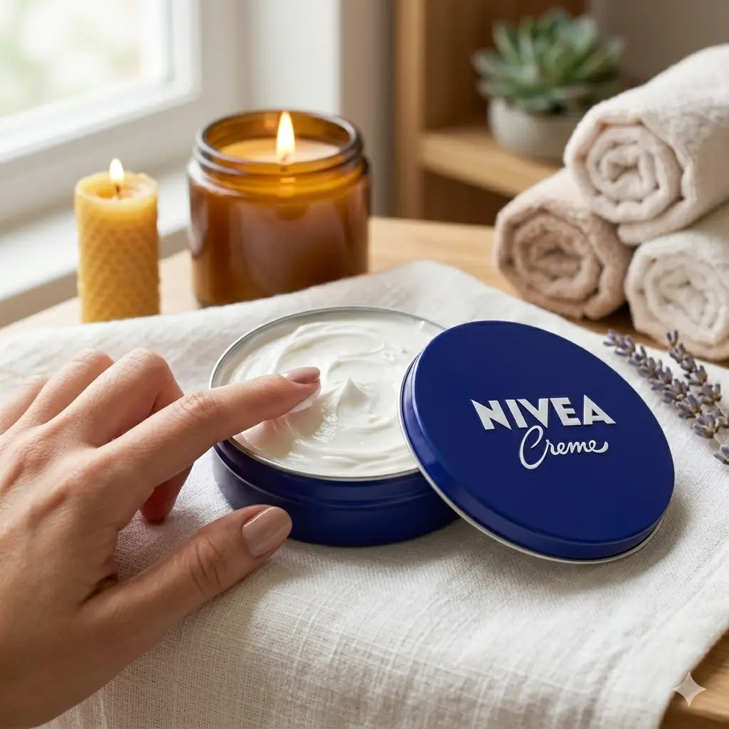 NIVEA Creme Natural Touch com textura cremosa em rotina de autocuidado