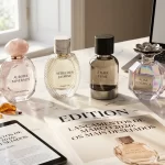 Lançamento de perfumes em março com frascos elegantes e clima editorial de março 2026